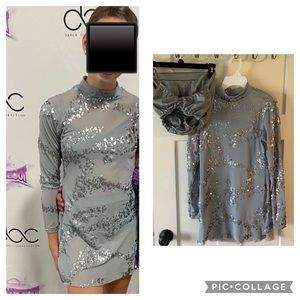 Kelle grey silver dance costume, size TEEN (compares to a CXL or AXS), 3 pc set